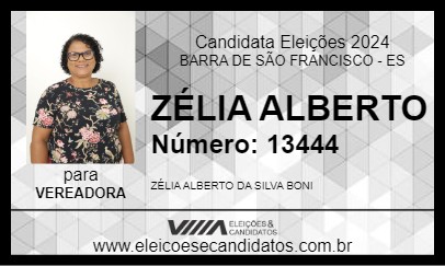 Candidato ZÉLIA ALBERTO 2024 - BARRA DE SÃO FRANCISCO - Eleições