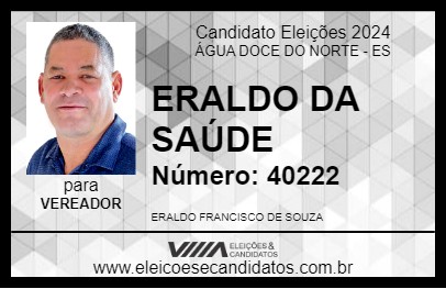 Candidato ERALDO DA SAÚDE 2024 - ÁGUA DOCE DO NORTE - Eleições