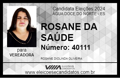 Candidato ROSANE DA SAÚDE 2024 - ÁGUA DOCE DO NORTE - Eleições