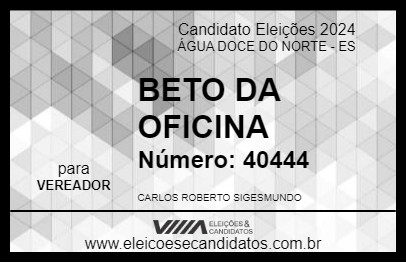 Candidato BETO DA OFICINA 2024 - ÁGUA DOCE DO NORTE - Eleições