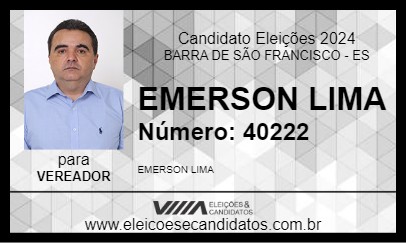 Candidato EMERSON LIMA 2024 - BARRA DE SÃO FRANCISCO - Eleições