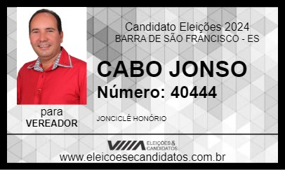 Candidato CABO JONSO 2024 - BARRA DE SÃO FRANCISCO - Eleições