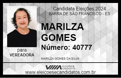 Candidato MARILZA GOMES 2024 - BARRA DE SÃO FRANCISCO - Eleições