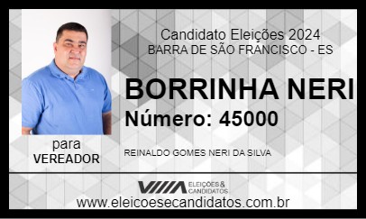 Candidato BORRINHA NERI 2024 - BARRA DE SÃO FRANCISCO - Eleições