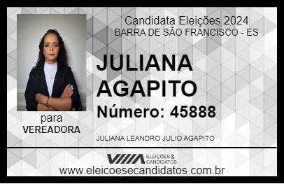 Candidato JULIANA AGAPITO 2024 - BARRA DE SÃO FRANCISCO - Eleições