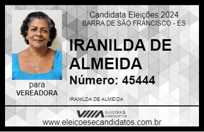 Candidato IRANILDA DE ALMEIDA 2024 - BARRA DE SÃO FRANCISCO - Eleições