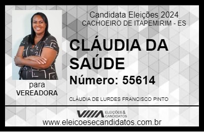 Candidato CLÁUDIA DA SAÚDE 2024 - CACHOEIRO DE ITAPEMIRIM - Eleições