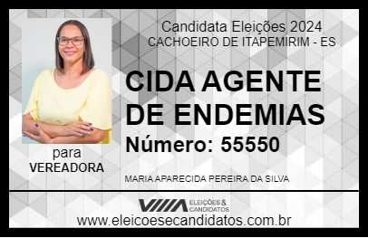 Candidato CIDA AGENTE DE ENDEMIAS 2024 - CACHOEIRO DE ITAPEMIRIM - Eleições