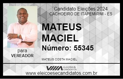 Candidato MATEUS MACIEL 2024 - CACHOEIRO DE ITAPEMIRIM - Eleições