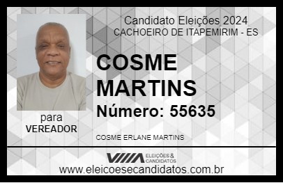 Candidato COSME MARTINS 2024 - CACHOEIRO DE ITAPEMIRIM - Eleições