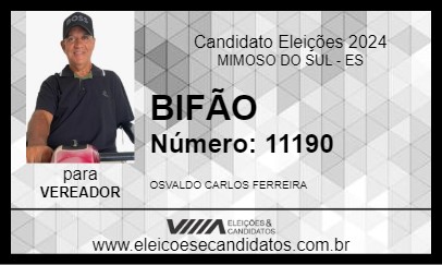 Candidato BIFÃO 2024 - MIMOSO DO SUL - Eleições