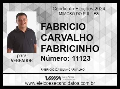 Candidato FABRICIO CARVALHO FABRICINHO 2024 - MIMOSO DO SUL - Eleições