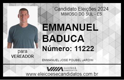 Candidato EMMANUEL BADUCA 2024 - MIMOSO DO SUL - Eleições