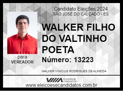 Candidato WALKER FILHO DO VALTINHO POETA 2024 - SÃO JOSÉ DO CALÇADO - Eleições