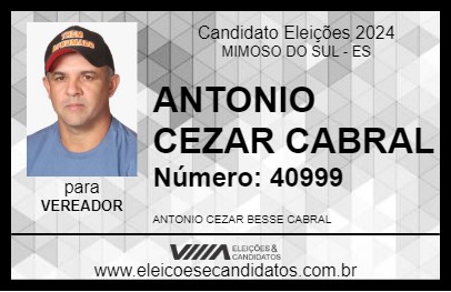 Candidato ANTONIO CEZAR CABRAL 2024 - MIMOSO DO SUL - Eleições