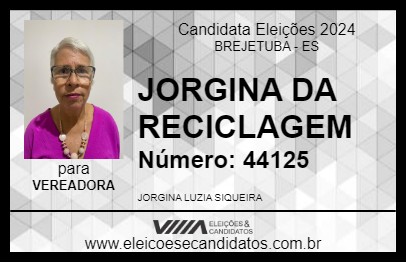 Candidato JORGINA DA RECICLAGEM 2024 - BREJETUBA - Eleições