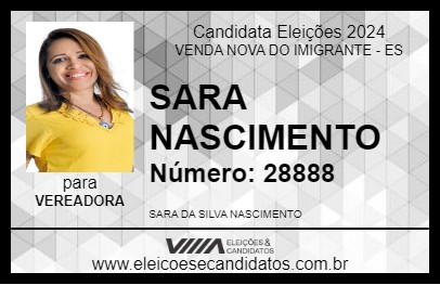 Candidato SARA NASCIMENTO 2024 - VENDA NOVA DO IMIGRANTE - Eleições