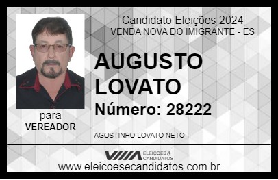 Candidato AUGUSTO LOVATO 2024 - VENDA NOVA DO IMIGRANTE - Eleições