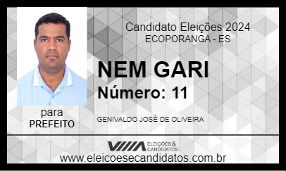 Candidato NEM GARI 2024 - ECOPORANGA - Eleições