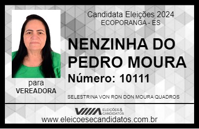 Candidato NENZINHA DO PEDRO MOURA 2024 - ECOPORANGA - Eleições