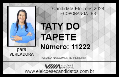 Candidato TATY DO TAPETE 2024 - ECOPORANGA - Eleições