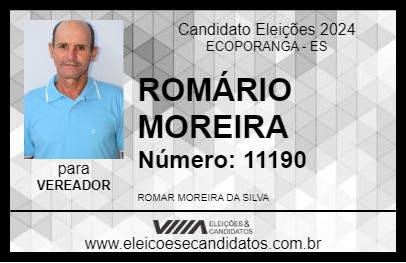 Candidato ROMÁRIO MOREIRA 2024 - ECOPORANGA - Eleições