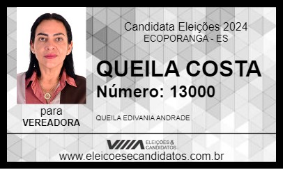 Candidato QUEILA COSTA 2024 - ECOPORANGA - Eleições