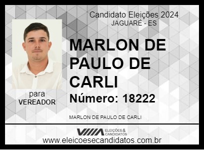 Candidato MARLON DE PAULO DE CARLI 2024 - JAGUARÉ - Eleições