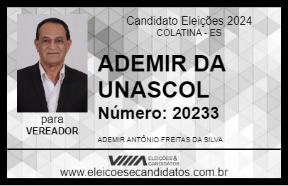 Candidato ADEMIR DA UNASCOL 2024 - COLATINA - Eleições