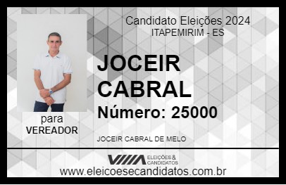 Candidato JOCEIR CABRAL 2024 - ITAPEMIRIM - Eleições