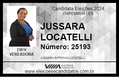 Candidato JUSSARA LOCATELLI 2024 - ITAPEMIRIM - Eleições