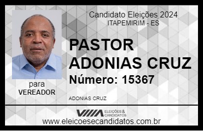 Candidato PASTOR ADONIAS CRUZ 2024 - ITAPEMIRIM - Eleições