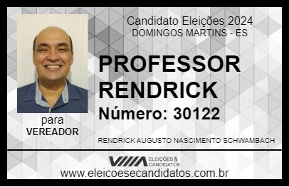 Candidato PROFESSOR RENDRICK 2024 - DOMINGOS MARTINS - Eleições