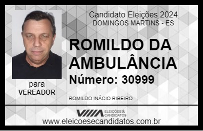 Candidato ROMILDO DA AMBULÂNCIA 2024 - DOMINGOS MARTINS - Eleições