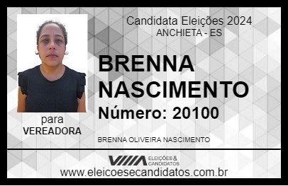 Candidato BRENNA NASCIMENTO 2024 - ANCHIETA - Eleições