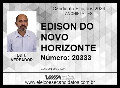 Candidato EDISON DO NOVO HORIZONTE 2024 - ANCHIETA - Eleições