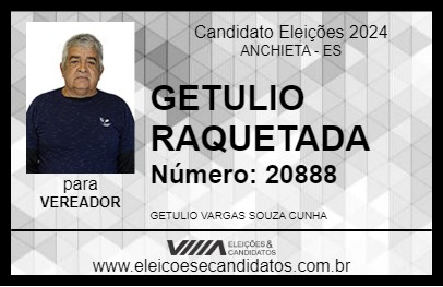 Candidato GETULIO RAQUETADA 2024 - ANCHIETA - Eleições