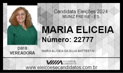 Candidato MARIA ELICEIA 2024 - MUNIZ FREIRE - Eleições