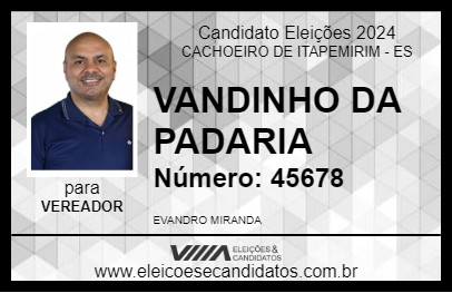 Candidato VANDINHO DA PADARIA 2024 - CACHOEIRO DE ITAPEMIRIM - Eleições