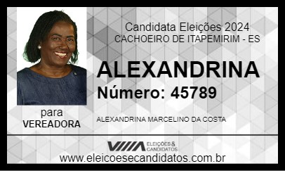 Candidato ALEXANDRINA 2024 - CACHOEIRO DE ITAPEMIRIM - Eleições