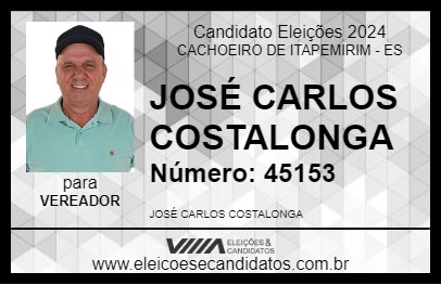 Candidato JOSÉ CARLOS COSTALONGA 2024 - CACHOEIRO DE ITAPEMIRIM - Eleições