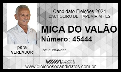 Candidato MICA DO VALÃO 2024 - CACHOEIRO DE ITAPEMIRIM - Eleições