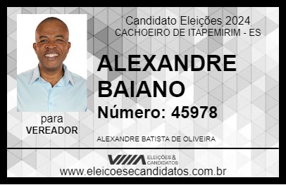 Candidato ALEXANDRE BAIANO 2024 - CACHOEIRO DE ITAPEMIRIM - Eleições