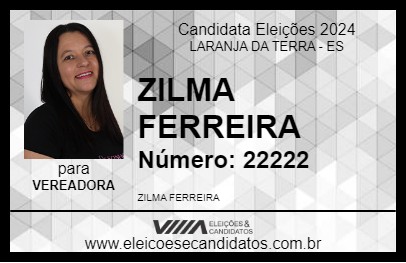 Candidato ZILMA FERREIRA 2024 - LARANJA DA TERRA - Eleições