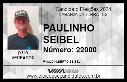 Candidato PAULINHO SEIBEL 2024 - LARANJA DA TERRA - Eleições