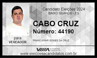 Candidato CABO CRUZ  2024 - BAIXO GUANDU - Eleições