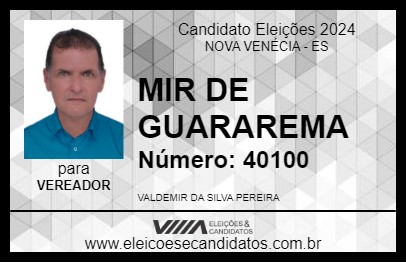 Candidato MIR DE GUARAREMA 2024 - NOVA VENÉCIA - Eleições