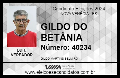 Candidato GILDO DO BETÂNIA 2024 - NOVA VENÉCIA - Eleições