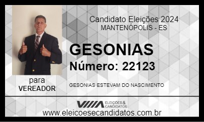 Candidato GESONIAS DO CAFÉ DA ROÇA 2024 - MANTENÓPOLIS - Eleições