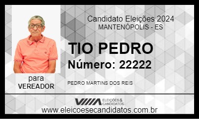 Candidato TIO PEDRO 2024 - MANTENÓPOLIS - Eleições